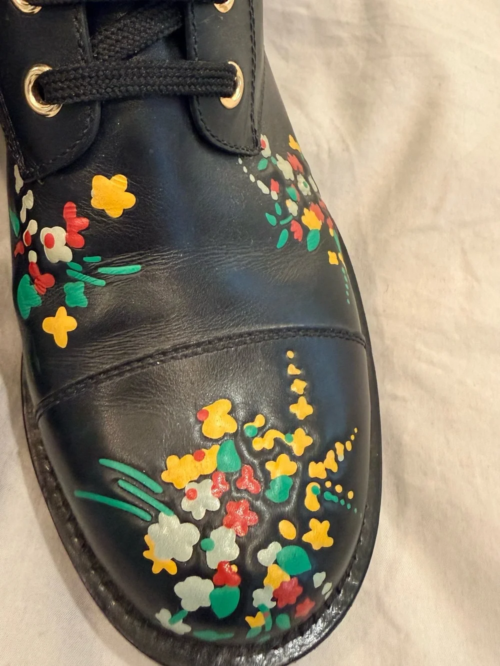 Louis Vuitton Black Leather Lace-Up Boots